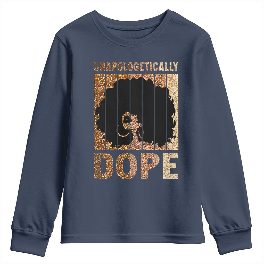 Melanin Queen Glitter Print Youth Sweatshirt Unapologetically Dope TS12 Navy Print Your Wear