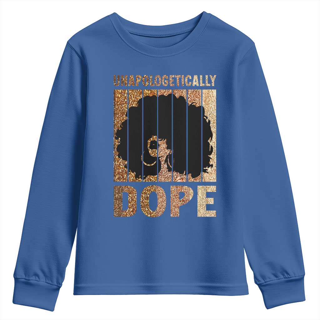 Melanin Queen Glitter Print Youth Sweatshirt Unapologetically Dope TS12 Royal Blue Print Your Wear