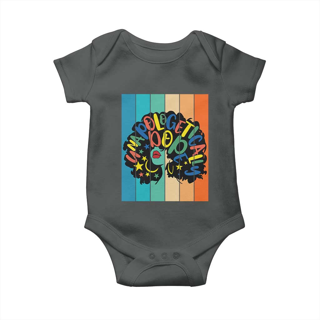 Black Girl Magic Pride Baby Onesie Unapologetically Dope Retro Sunset TS12 Dark Heather Print Your Wear