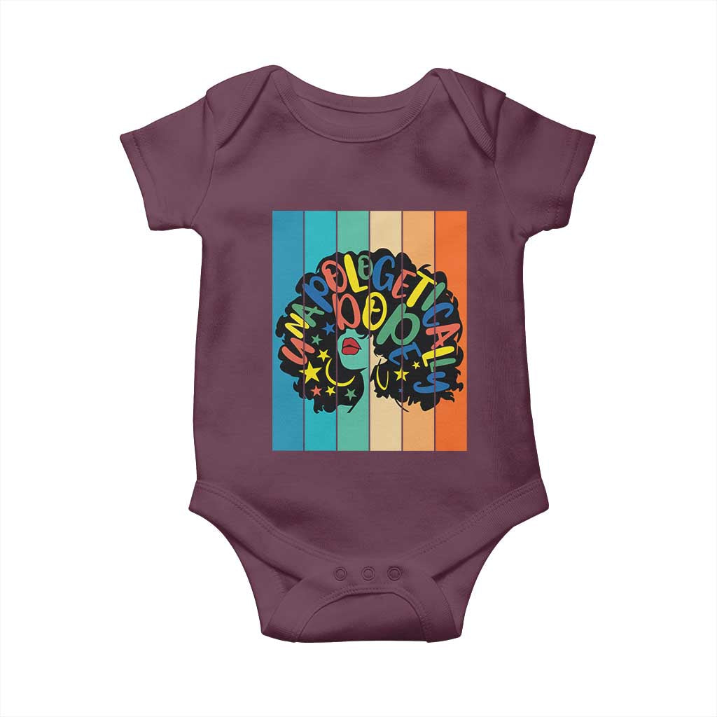 Black Girl Magic Pride Baby Onesie Unapologetically Dope Retro Sunset TS12 Maroon Print Your Wear