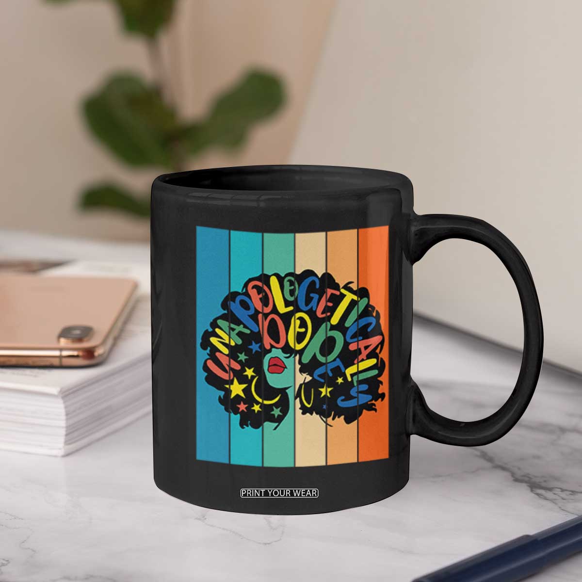 Black Girl Magic Pride Coffee Mug Unapologetically Dope Retro Sunset TS12 Print Your Wear