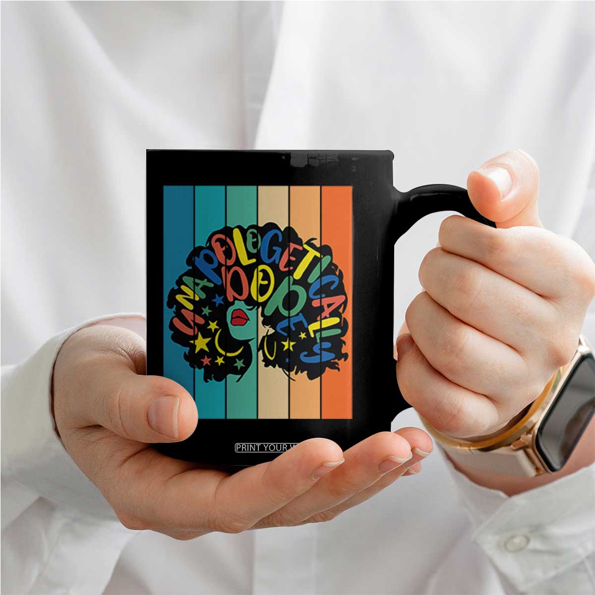 Black Girl Magic Pride Coffee Mug Unapologetically Dope Retro Sunset TS12 Print Your Wear
