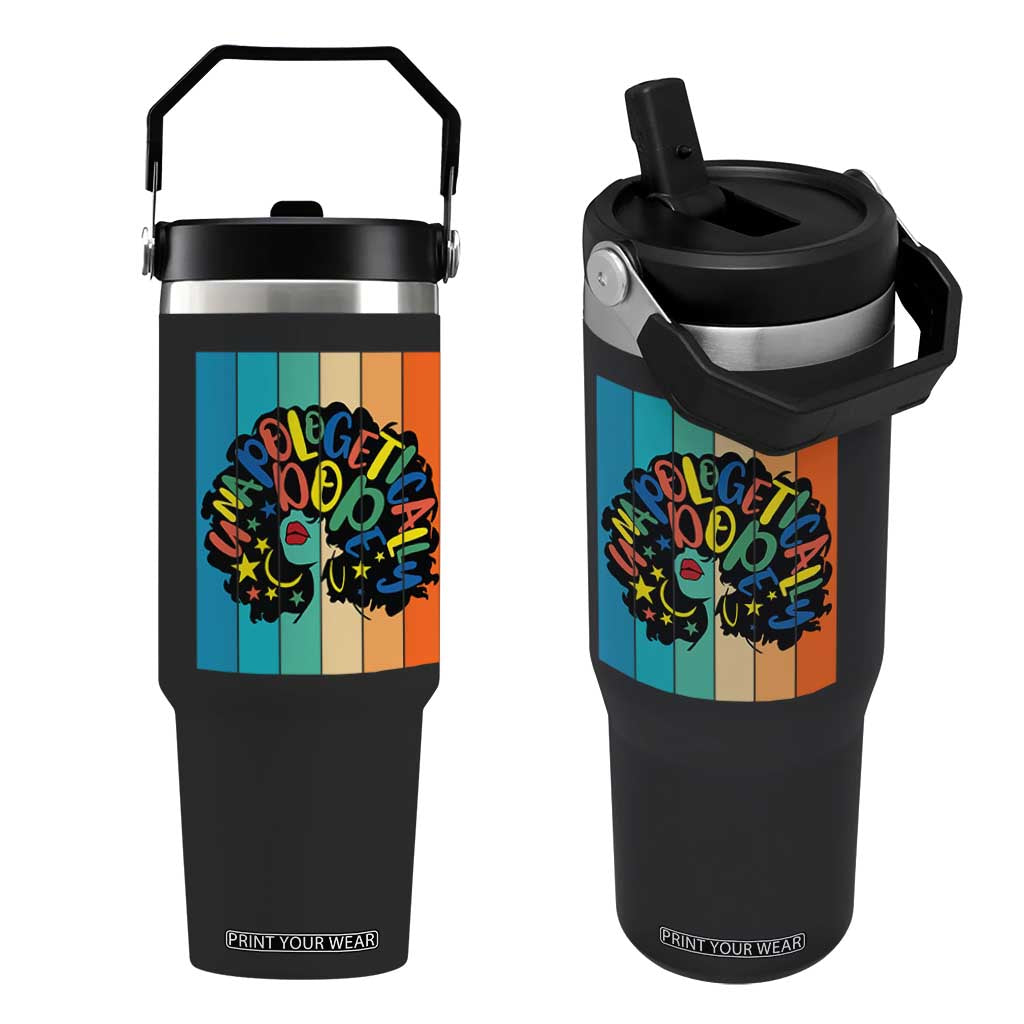 Black Girl Magic Pride Flip Straw Tumbler Unapologetically Dope Retro Sunset TS12 One Size: 30 oz Black Print Your Wear