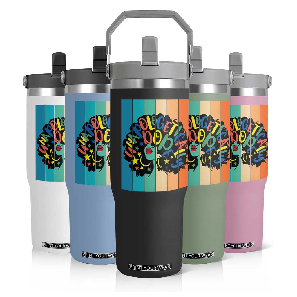 Black Girl Magic Pride Flip Straw Tumbler Unapologetically Dope Retro Sunset TS12 Print Your Wear