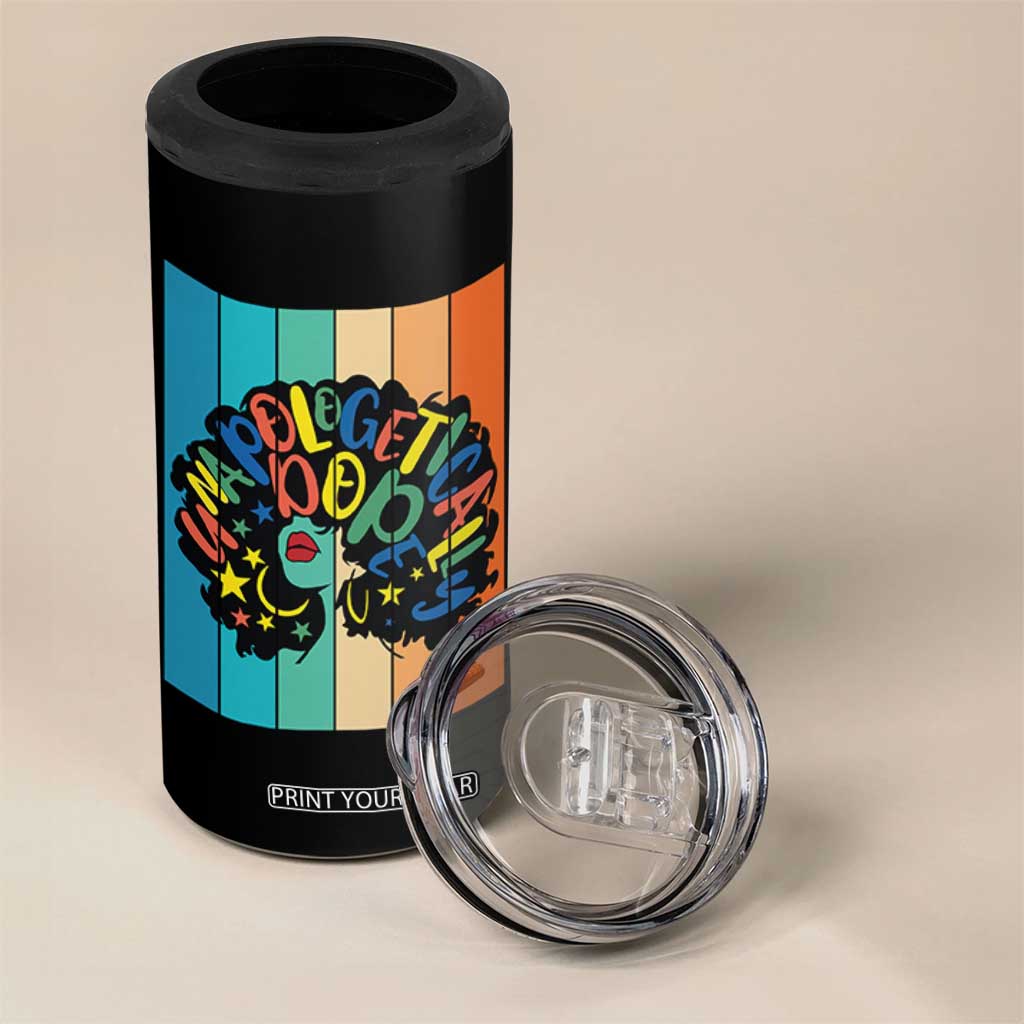 Black Girl Magic Pride 4 in 1 Can Cooler Tumbler Unapologetically Dope Retro Sunset TS12 Print Your Wear