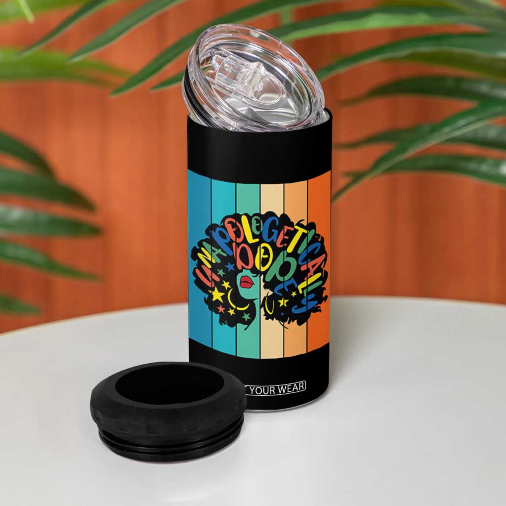 Black Girl Magic Pride 4 in 1 Can Cooler Tumbler Unapologetically Dope Retro Sunset TS12 Print Your Wear