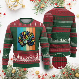 Black Girl Magic Pride Ugly Christmas Sweater Unapologetically Dope Retro Sunset TS12 Red Green Print Your Wear