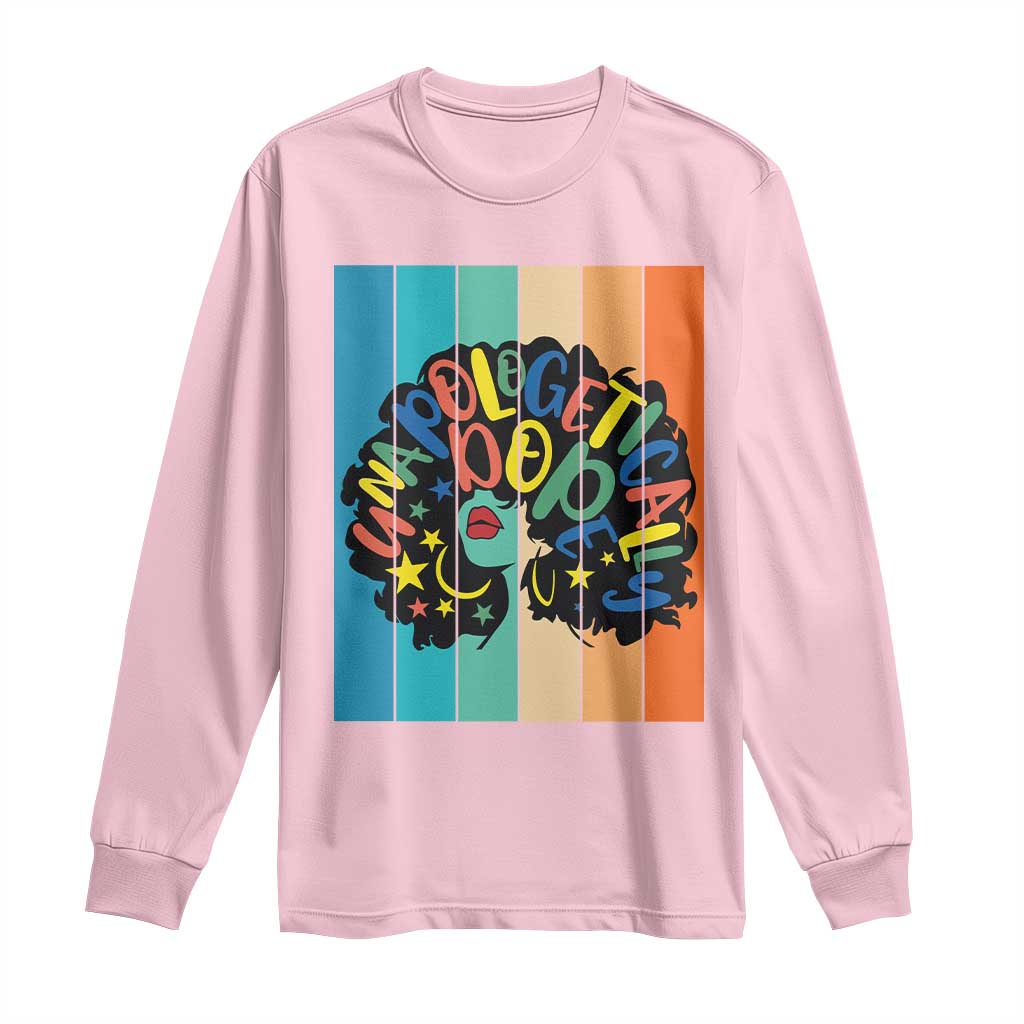 Black Girl Magic Pride Long Sleeve Shirt Unapologetically Dope Retro Sunset TS12 Light Pink Print Your Wear