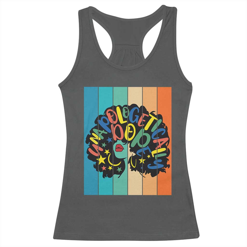 Black Girl Magic Pride Racerback Tank Top Unapologetically Dope Retro Sunset TS12 Dark Heather Print Your Wear