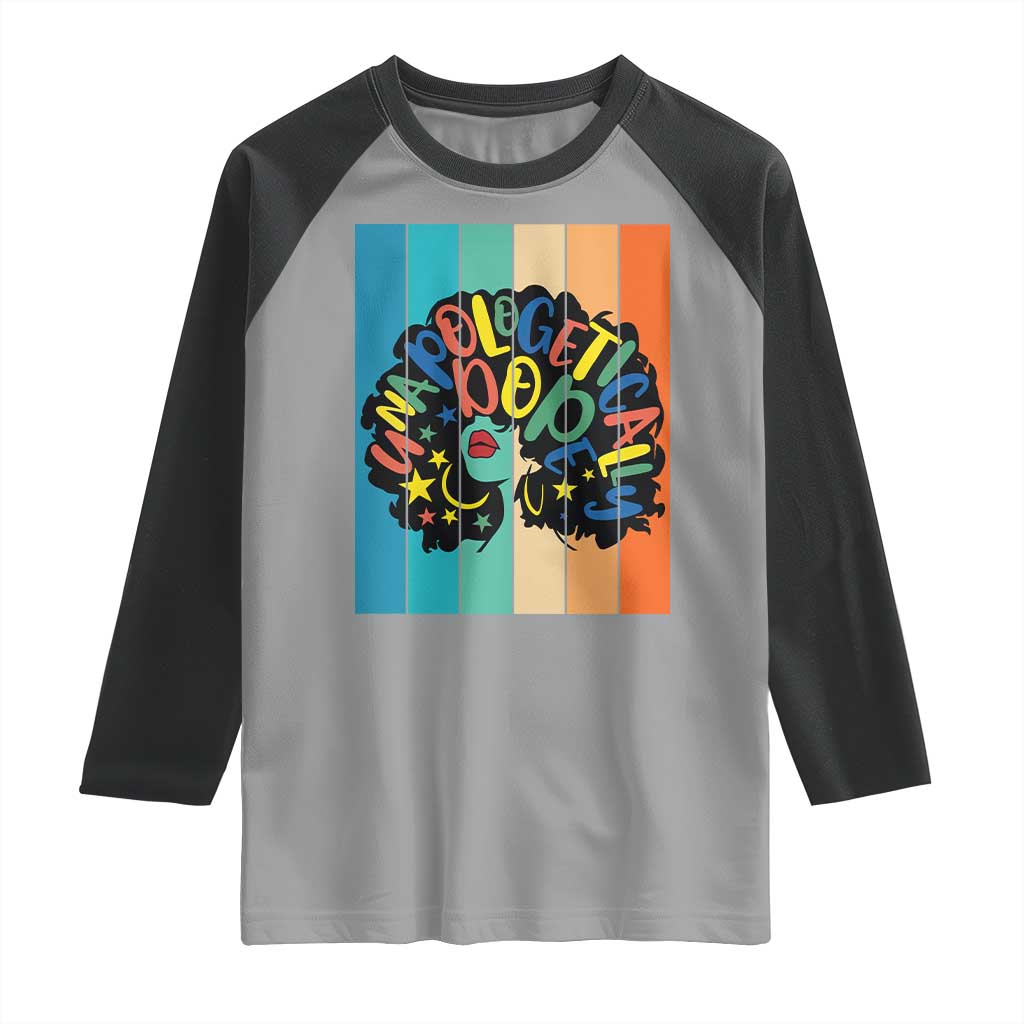 Black Girl Magic Pride Raglan Shirt Unapologetically Dope Retro Sunset TS12 Sport Gray Black Print Your Wear