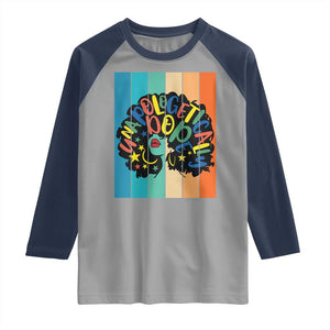 Black Girl Magic Pride Raglan Shirt Unapologetically Dope Retro Sunset TS12 Sport Gray Navy Print Your Wear