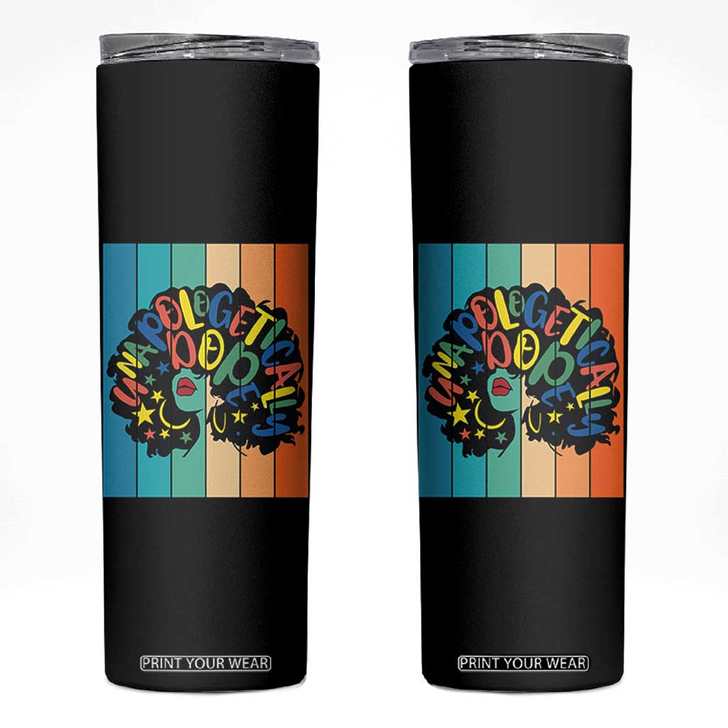 Black Girl Magic Pride Skinny Tumbler Unapologetically Dope Retro Sunset TS12 Black Print Your Wear