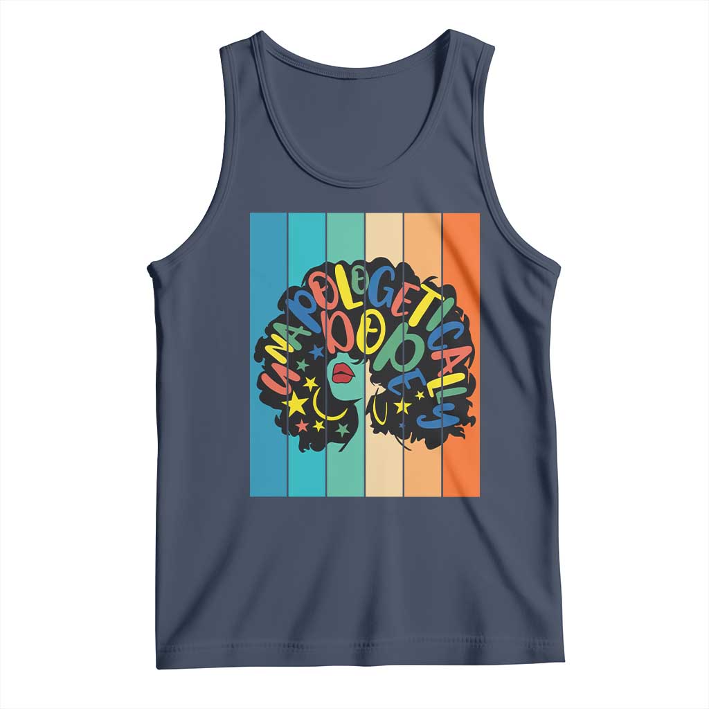 Black Girl Magic Pride Tank Top Unapologetically Dope Retro Sunset TS12 Navy Print Your Wear