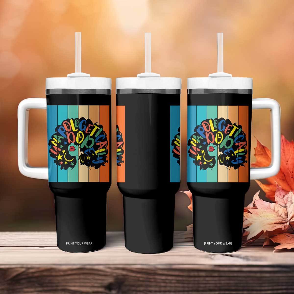 Black Girl Magic Pride Tumbler With Handle Unapologetically Dope Retro Sunset TS12 Print Your Wear