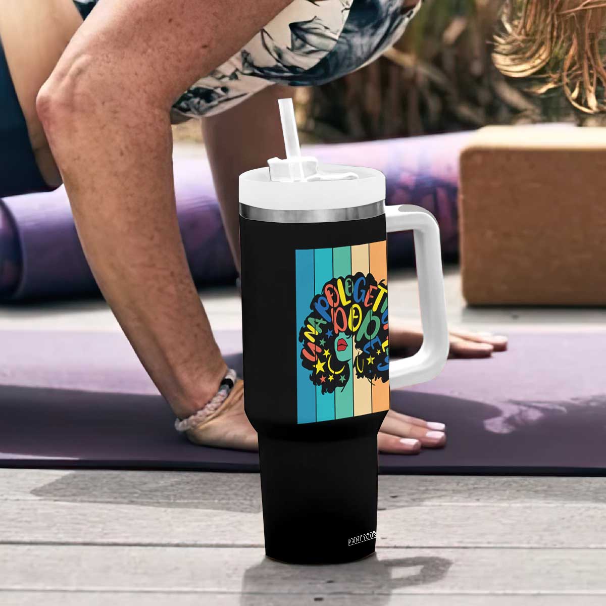 Black Girl Magic Pride Tumbler With Handle Unapologetically Dope Retro Sunset TS12 Print Your Wear