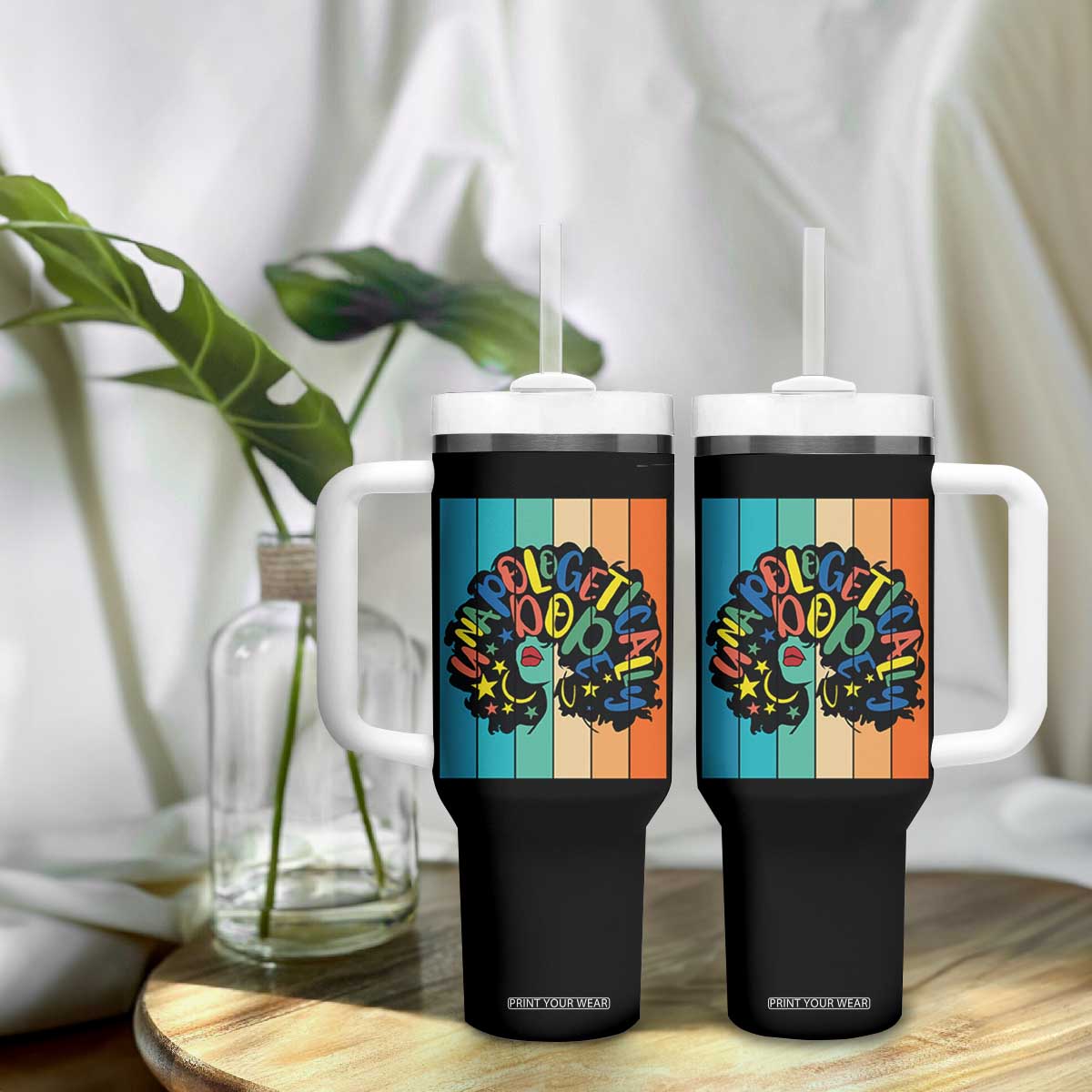 Black Girl Magic Pride Tumbler With Handle Unapologetically Dope Retro Sunset TS12 Print Your Wear