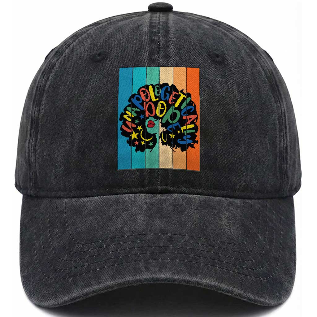 Black Girl Magic Pride Washed Cotton Baseball Cap Unapologetically Dope Retro Sunset TS12 Print Your Wear
