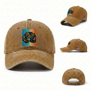 Black Girl Magic Pride Washed Cotton Baseball Cap Unapologetically Dope Retro Sunset TS12 Washed Cap Universal Fit Yellow Ochre Print Your Wear