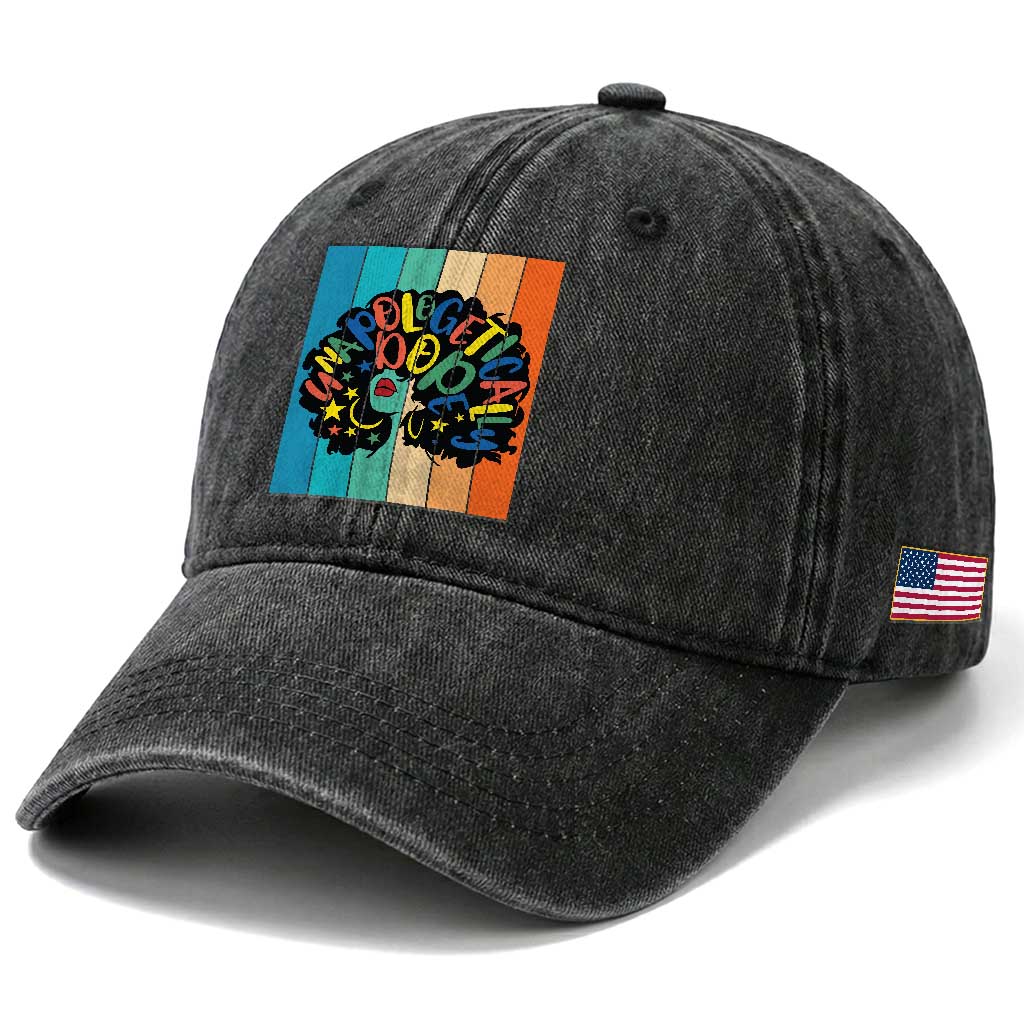 Black Girl Magic Pride Washed Cotton Baseball Cap Unapologetically Dope Retro Sunset TS12 Print Your Wear