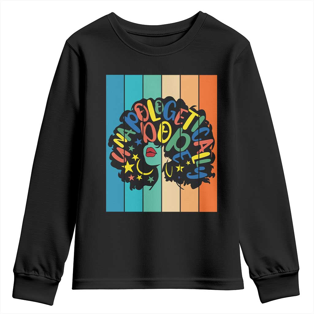 Black Girl Magic Pride Youth Sweatshirt Unapologetically Dope Retro Sunset TS12 Black Print Your Wear