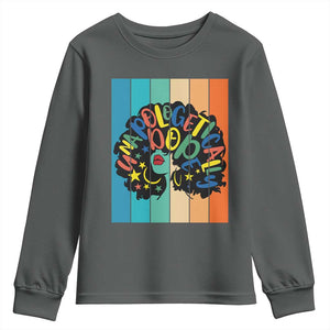 Black Girl Magic Pride Youth Sweatshirt Unapologetically Dope Retro Sunset TS12 Dark Heather Print Your Wear