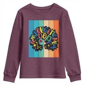 Black Girl Magic Pride Youth Sweatshirt Unapologetically Dope Retro Sunset TS12 Maroon Print Your Wear