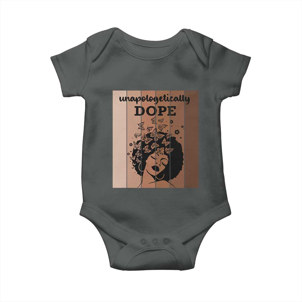 Inspirational Black Women Gift Baby Onesie Unapologetically Dope TS12 Dark Heather Print Your Wear