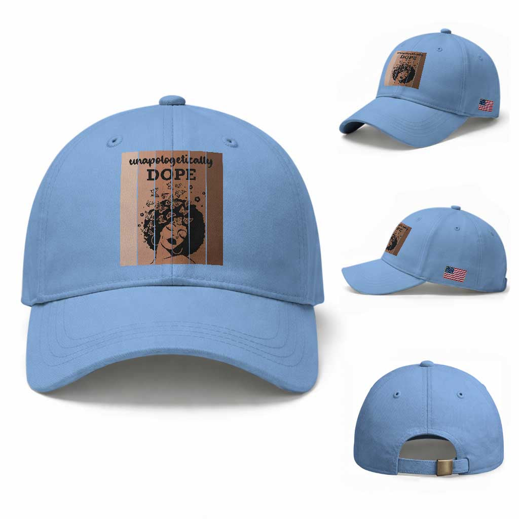 Inspirational Black Women Gift Baseball Cap Unapologetically Dope TS12 Baseball Cap Universal Fit Light Blue Print Your Wear