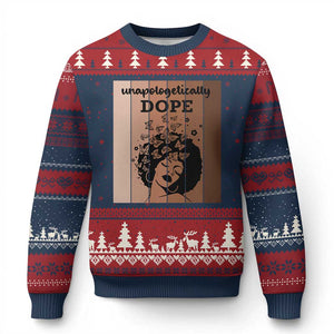 Inspirational Black Women Gift Ugly Christmas Sweater Unapologetically Dope TS12 Navy Red Print Your Wear