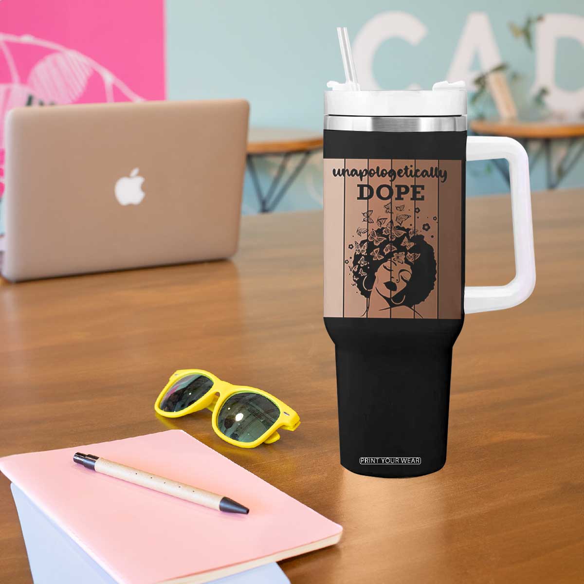 Inspirational Black Women Gift Tumbler With Handle Unapologetically Dope TS12 Print Your Wear