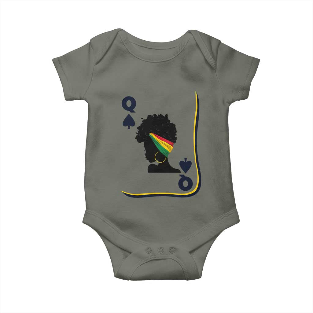 Black Woman Gift Baby Onesie Melanin Queen Card TS12 Military Green Print Your Wear