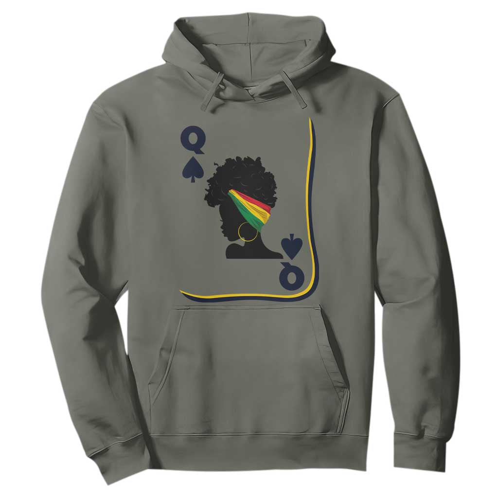 Black Woman Gift Hoodie Melanin Queen Card TS12 Military Green Print Your Wear