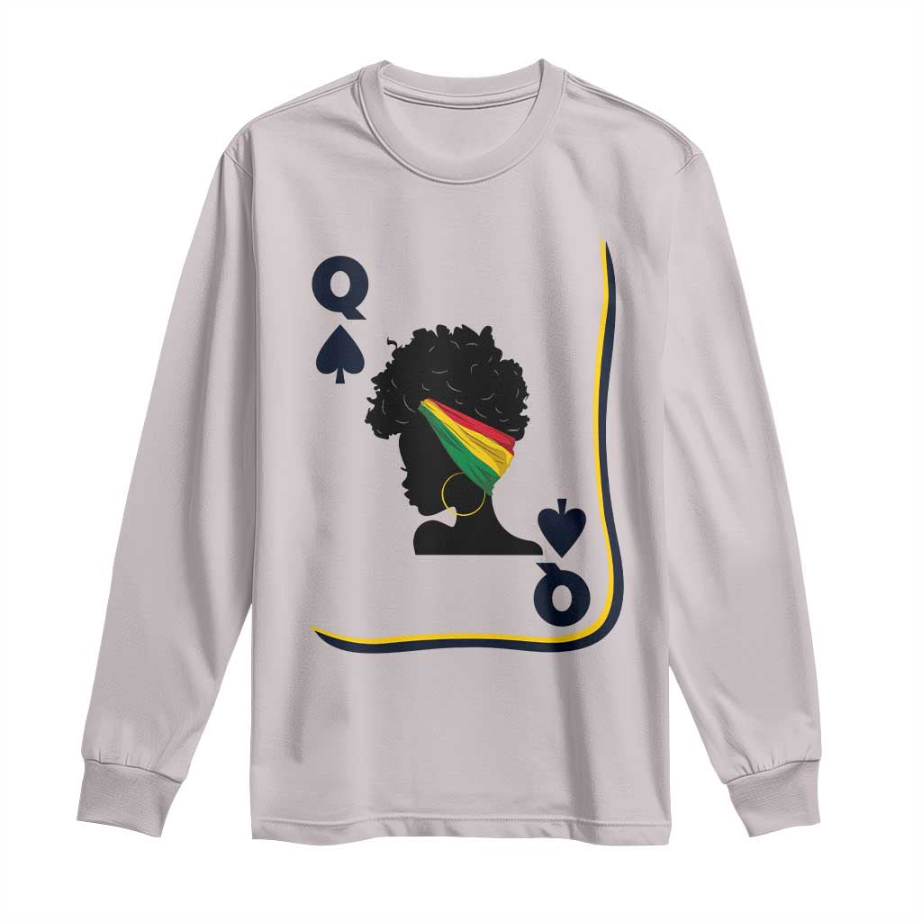 Black Woman Gift Long Sleeve Shirt Melanin Queen Card TS12 Ice Gray Print Your Wear