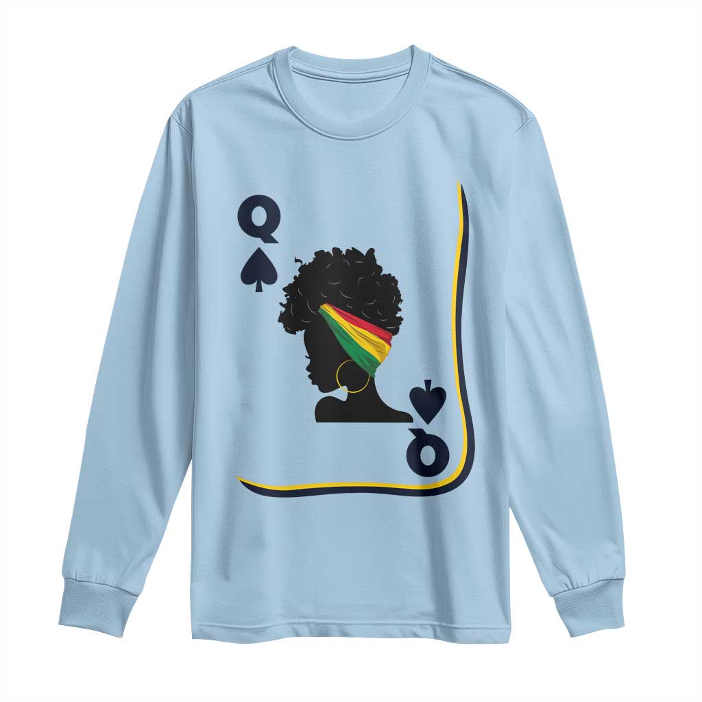 Black Woman Gift Long Sleeve Shirt Melanin Queen Card TS12 Light Blue Print Your Wear