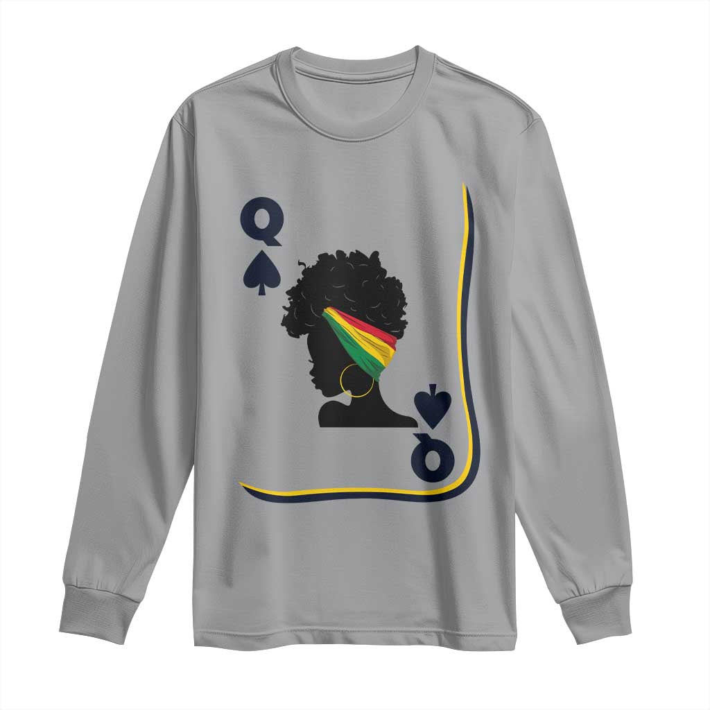Black Woman Gift Long Sleeve Shirt Melanin Queen Card TS12 Sport Gray Print Your Wear