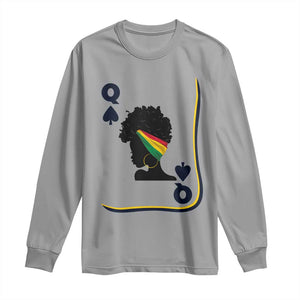 Black Woman Gift Long Sleeve Shirt Melanin Queen Card TS12 Sport Gray Print Your Wear