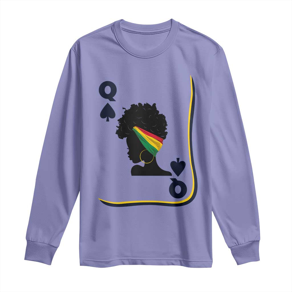 Black Woman Gift Long Sleeve Shirt Melanin Queen Card TS12 Violet Print Your Wear