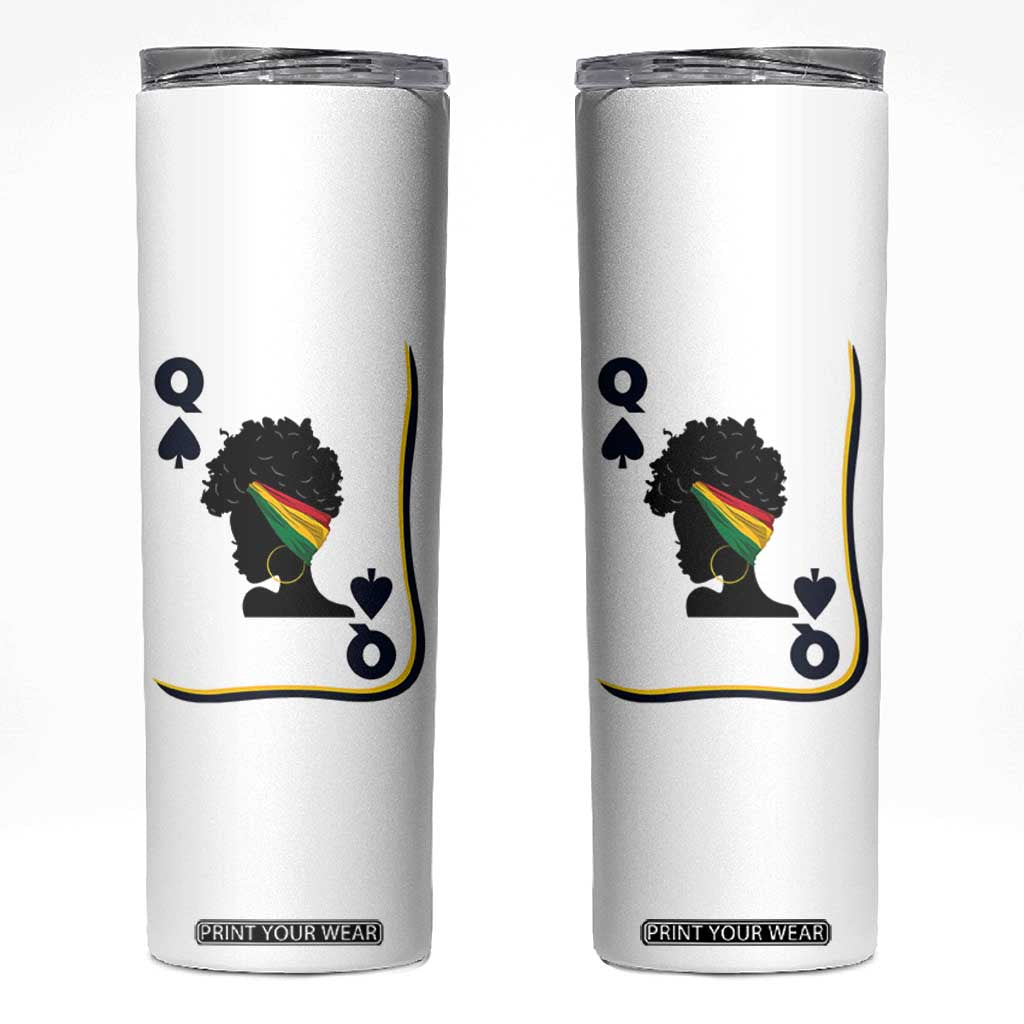 Black Woman Gift Skinny Tumbler Melanin Queen Card TS12 White Print Your Wear