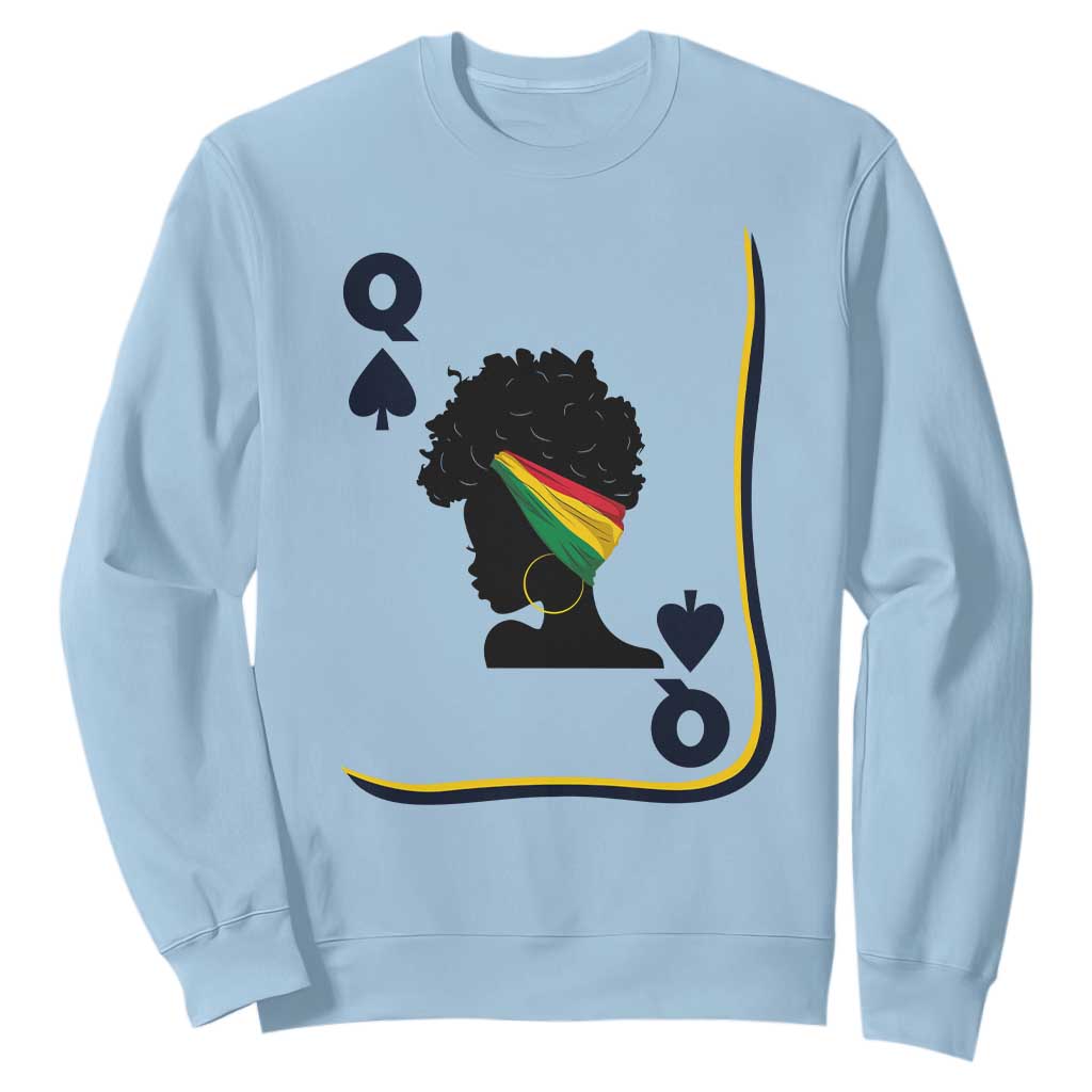 Black Woman Gift Sweatshirt Melanin Queen Card TS12 Light Blue Print Your Wear