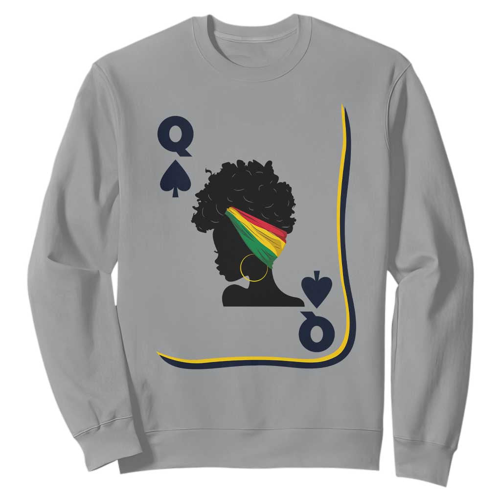 Black Woman Gift Sweatshirt Melanin Queen Card TS12 Sport Gray Print Your Wear