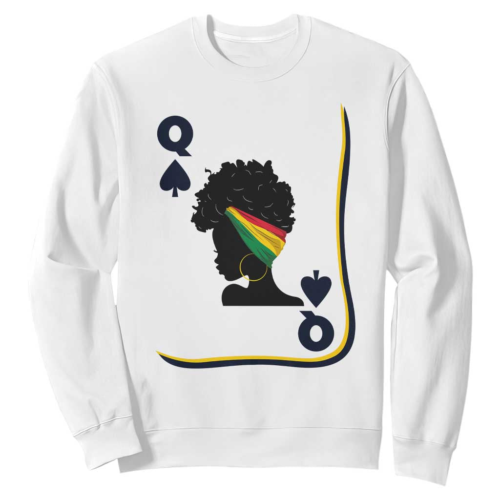 Black Woman Gift Sweatshirt Melanin Queen Card TS12 White Print Your Wear