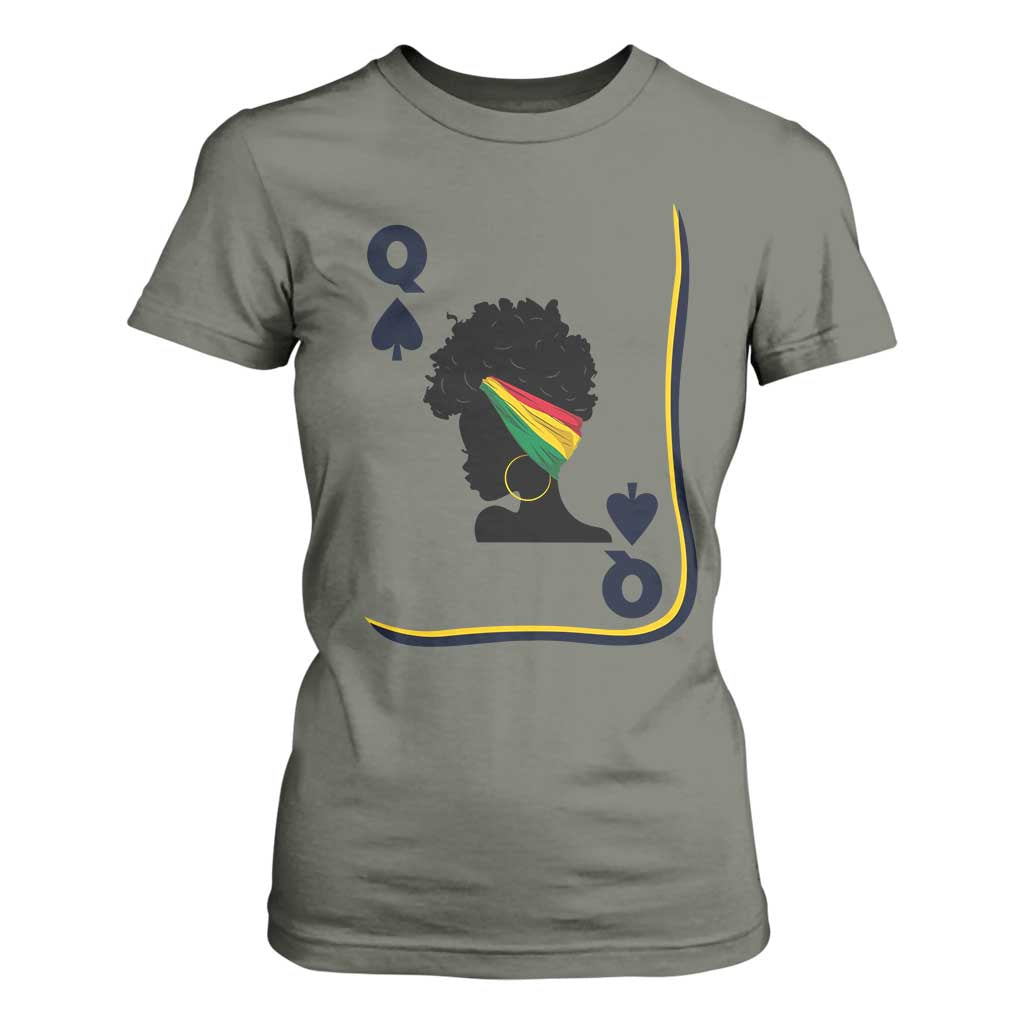 Black Woman Gift T Shirt For Women Melanin Queen Card TS12 Military Green Print Your Wear