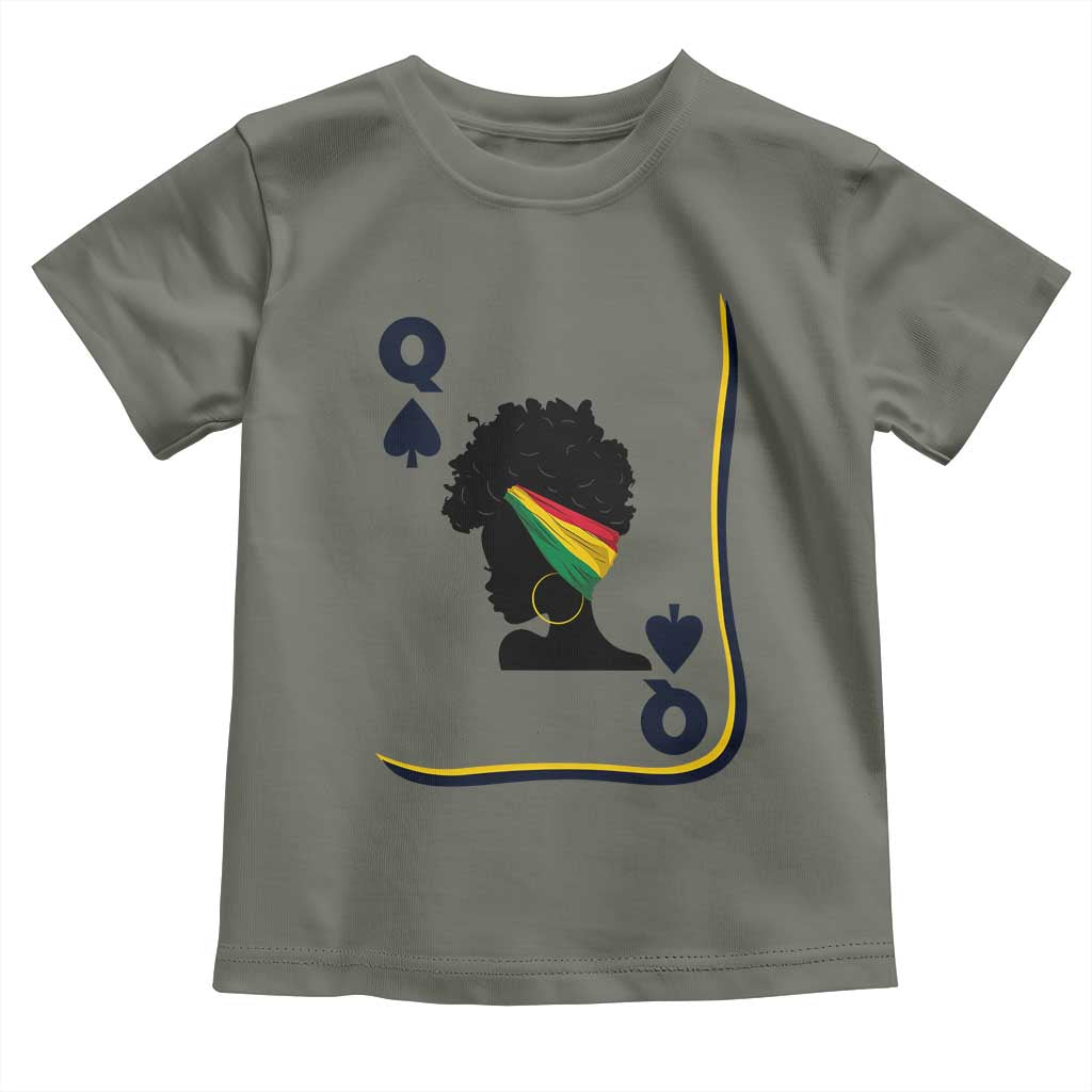 Black Woman Gift Toddler T Shirt Melanin Queen Card TS12 Military Green Print Your Wear