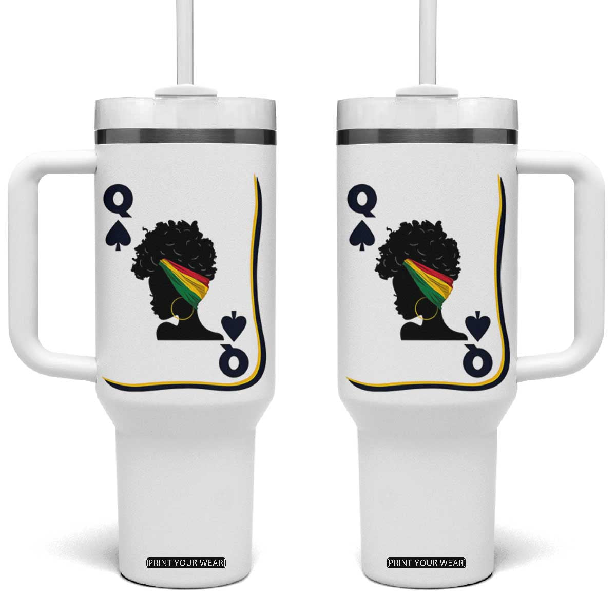 Black Woman Gift Tumbler With Handle Melanin Queen Card TS12 One Size: 40 oz White Print Your Wear