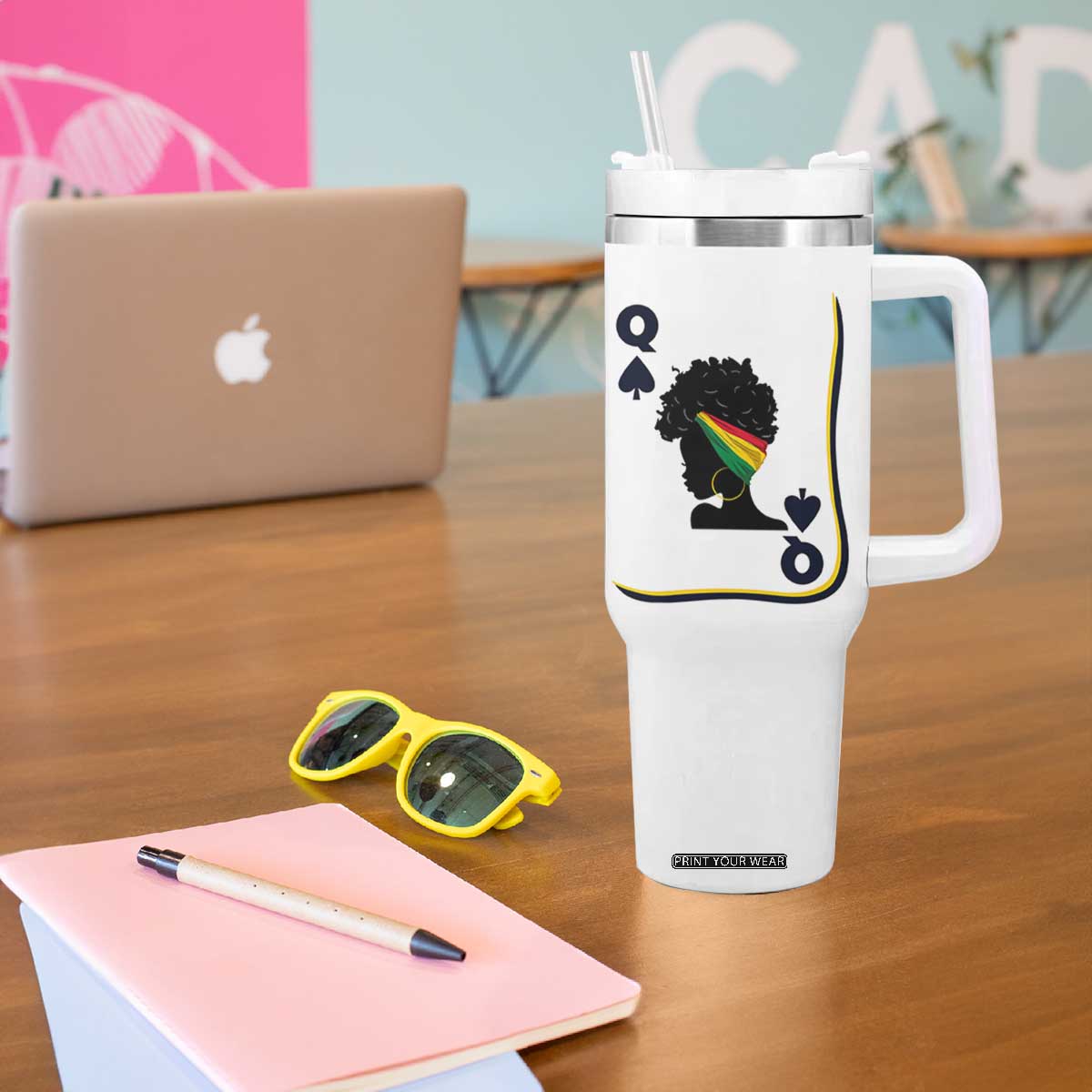 Black Woman Gift Tumbler With Handle Melanin Queen Card TS12 Print Your Wear