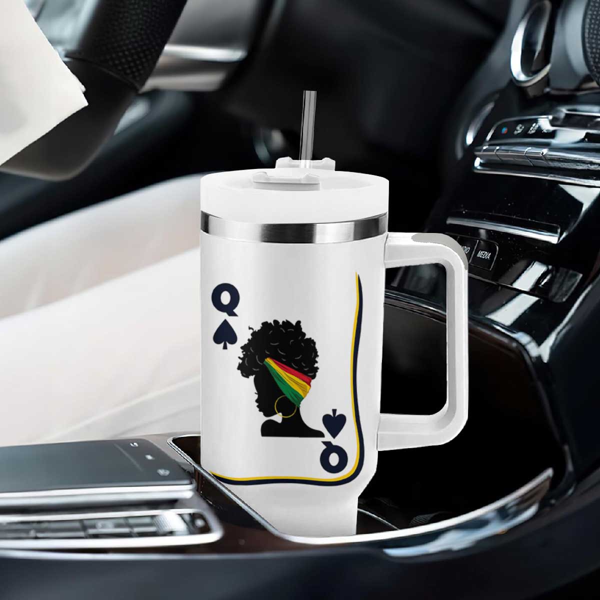 Black Woman Gift Tumbler With Handle Melanin Queen Card TS12 Print Your Wear
