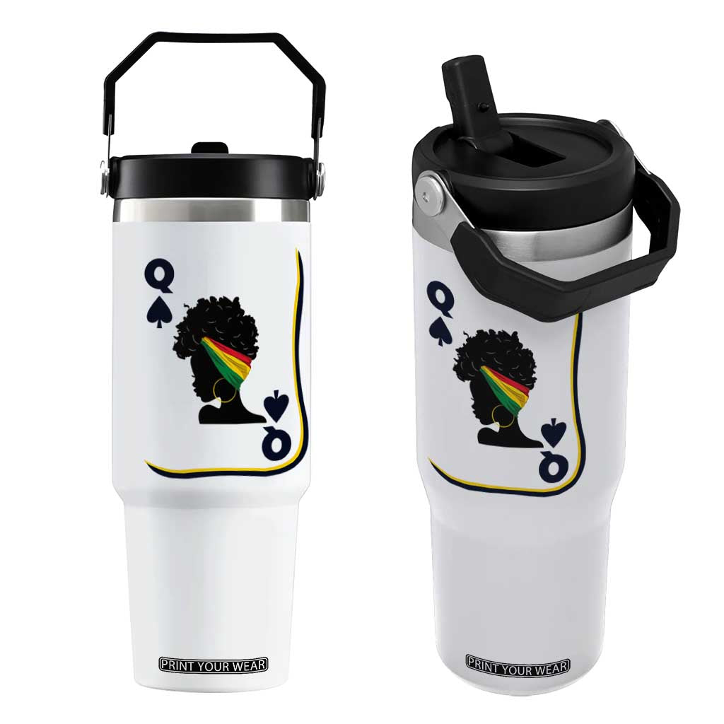 Black Woman Gift Flip Straw Tumbler Melanin Queen Card TS12 One Size: 30 oz White Print Your Wear
