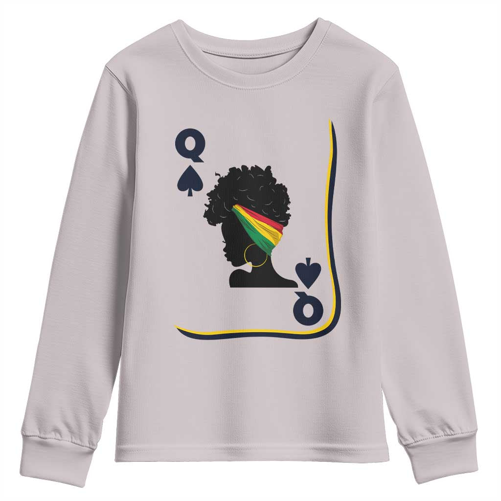 Black Woman Gift Youth Sweatshirt Melanin Queen Card TS12 Ice Gray Print Your Wear