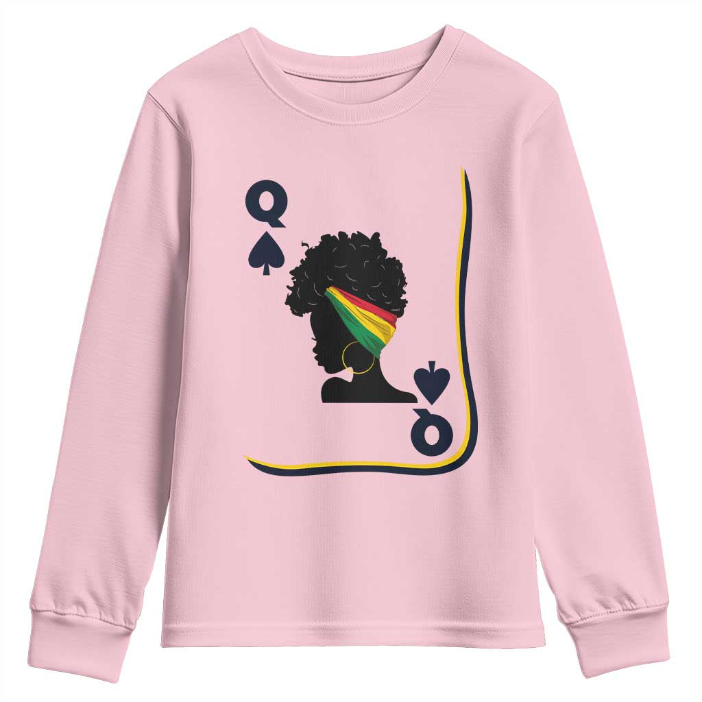 Black Woman Gift Youth Sweatshirt Melanin Queen Card TS12 Light Pink Print Your Wear