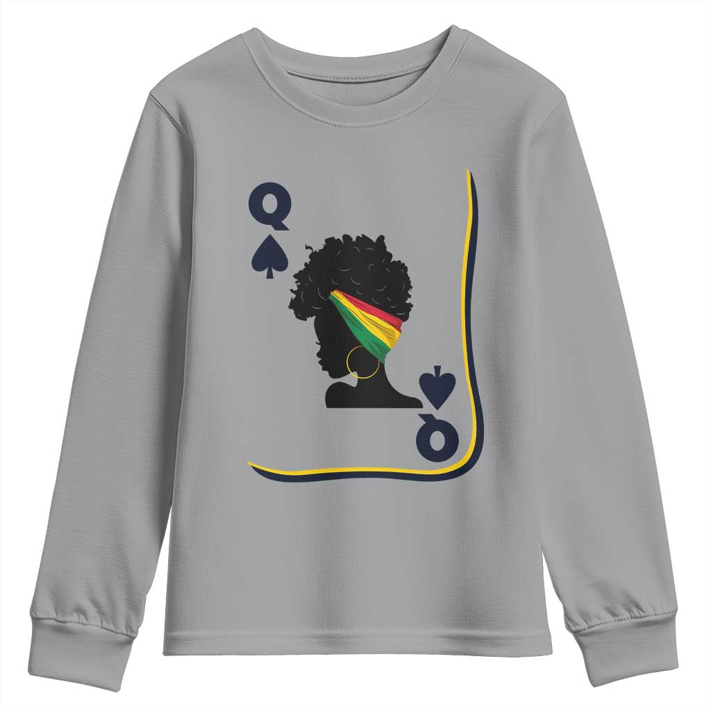 Black Woman Gift Youth Sweatshirt Melanin Queen Card TS12 Sport Gray Print Your Wear